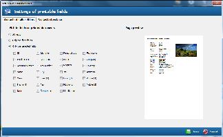 Settings of printable fields - details settings
