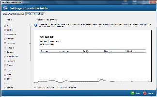 Settings of printable fields - list settings